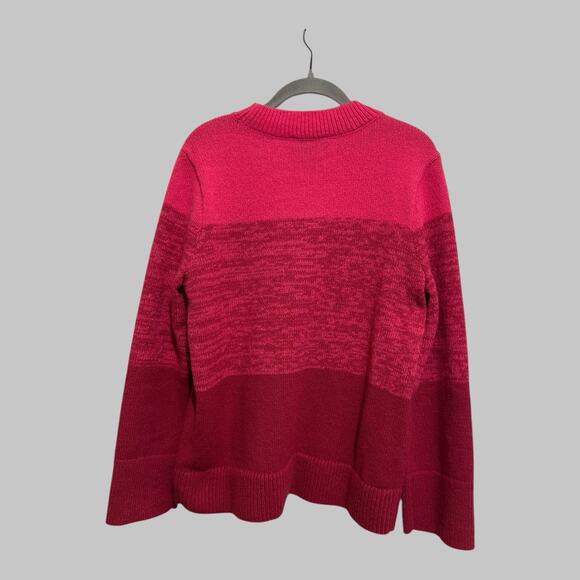 Susan Graver Weekend Ombre Cozycore Barbiecore Knit Pink Red Sweater Top Size S - Picture 2 of 10
